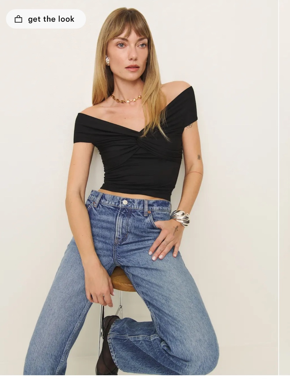Reformation Ezlynn Knit Top Black Size XS